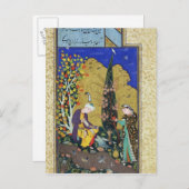 Zwei Liebhaber im blühenden Obstgarten Postkarte (Vorne/Hinten)