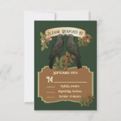 Zwei liebliche Vögel Folk Art Hochzeit RSVP Einladung (Vorderseite)