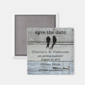 Zwei liebliche Vögel Rustikales Holz Save the Date Magnet (Vorderseite/Rückseite)