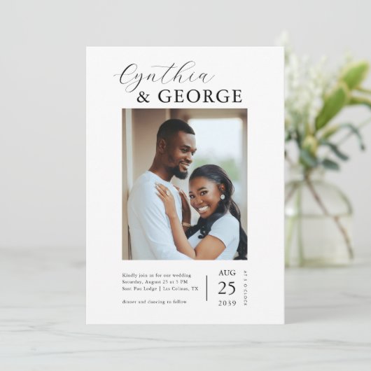 Zwei Lieblings-Fotos QR-Code Hochzeiten Website-UA Einladung (Stehend Vorderseite)