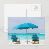 Zwei Liegen am Ozeanstrand Postkarte (Vorne/Hinten)