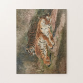 Zwei liegende Tiger | Rosa Bonheur Puzzle (Vertikal)