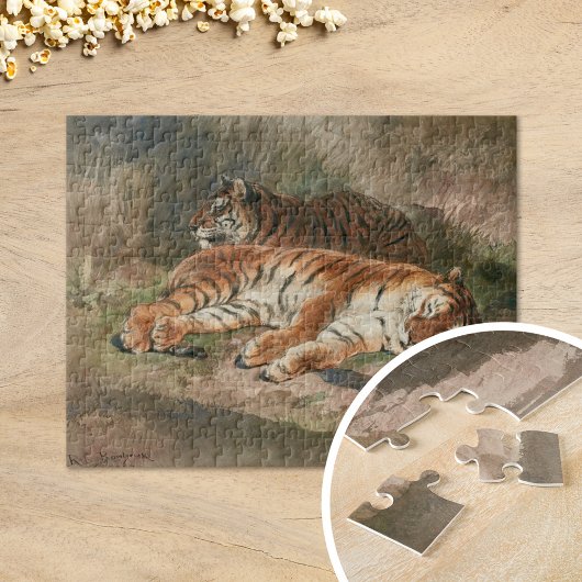 Zwei liegende Tiger | Rosa Bonheur Puzzle