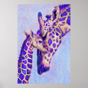 Zwei Lila Giraffen Poster