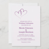 Zwei lila Herzen verflochten Einladung (Vorderseite)