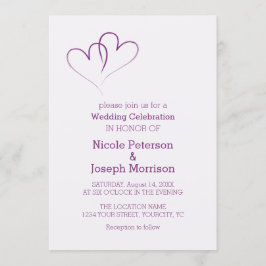 Zwei lila Herzen verflochten Einladung