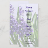 Zwei Lila Hyacinths Wedding Menu Menükarte (Vorne/Hinten)