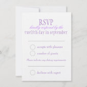 Zwei lila Liebesvögel Hochzeit RSVP Einladung (Rückseite)