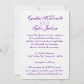 Zwei lila Liebesvögel laden zur Hochzeit ein Einladung (Rückseite)