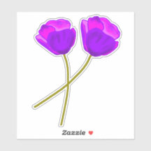 Zwei Lila Lilac Poppy Blume Illustration