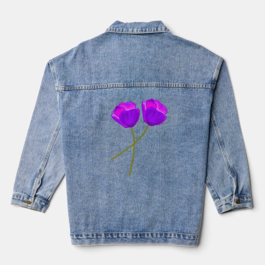 Zwei Lila Lilac Poppy Blume Illustration Jeansjacke (Rückseite)