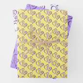 Zwei Lila miteinander verbundene Herzmuster Geschenkpapier Set (Beispiel)