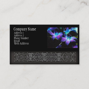 Zwei lila Orchideen auf Schwarzem Visitenkarte