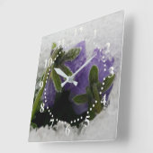 Zwei lila Stiefmütterchen Quadratische Wanduhr (Winkel)