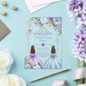 ZWEI Lila und blaue Schmetterlinge Silber Quinceañ Acryleinladungen (In Situ (Hochzeit))