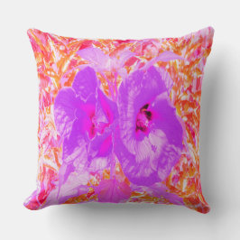 Zwei Lila und heiße Pink Pum Crazy Hibiskus in Rot Kissen