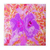 Zwei Lila und heiße rosa Pollen Crazy Hibiskus Fliese (Vorderseite)