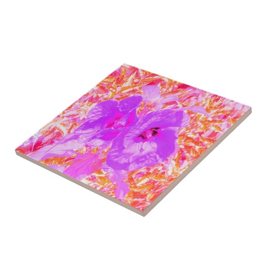 Zwei Lila und heiße rosa Pollen Crazy Hibiskus Fliese (Seite)