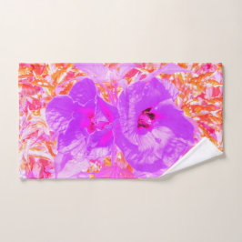 Zwei Lila und heiße rosa Pollen Crazy Hibiskus Handtuch