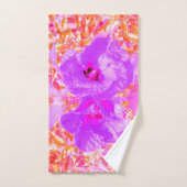 Zwei Lila und heiße rosa Pollen Crazy Hibiskus Handtuch (Handtuch)