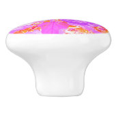 Zwei Lila und heiße rosa Pollen Crazy Hibiskus Keramikknauf (Seitenansicht)