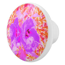 Zwei Lila und heiße rosa Pollen Crazy Hibiskus