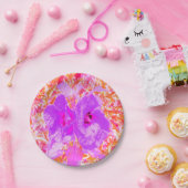 Zwei Lila und heiße rosa Pollen Crazy Hibiskus Pappteller (Party)