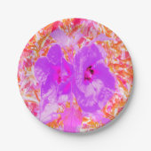 Zwei Lila und heiße rosa Pollen Crazy Hibiskus Pappteller (Vorderseite)