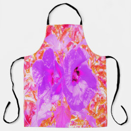 Zwei Lila und heiße rosa Pollen Crazy Hibiskus Schürze