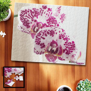 Zwei Lila und weiße tropische Orchideenfotos Puzzle