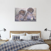 Zwei Lion Cubs Leinwanddruck (Insitu (Schlafzimmer))