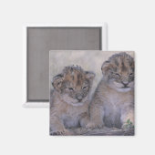 Zwei Lion Cubs Magnet (Vorderseite/Rückseite)
