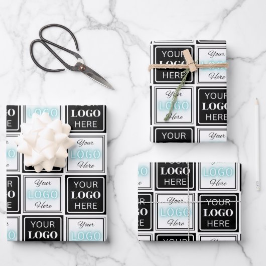 Zwei Logos Event White Simple Background Geschenkpapier Set (Vorderseite)