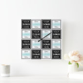 Zwei Logos Event White Simple Background Quadratische Wanduhr (Zuhause)