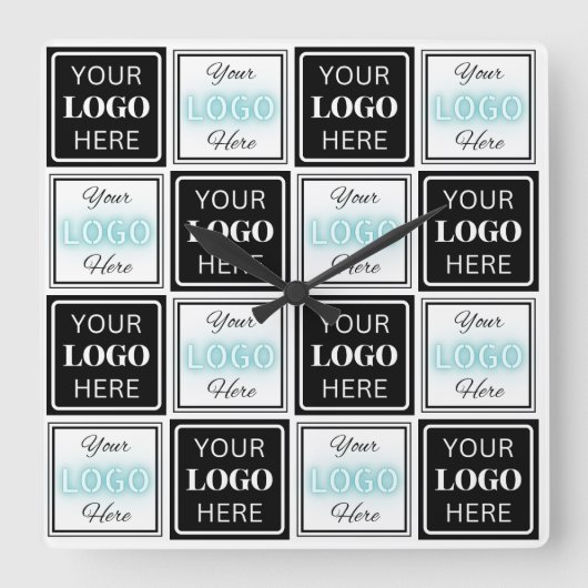 Zwei Logos Event White Simple Background Quadratische Wanduhr (Vorderseite)