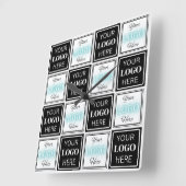 Zwei Logos Event White Simple Background Quadratische Wanduhr (Winkel)