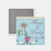 Zwei Lovebirds speichern das Date Magnet (Vorderseite/Rückseite)