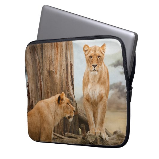 Zwei Löwen Laptopschutzhülle (Vorderseite Links)