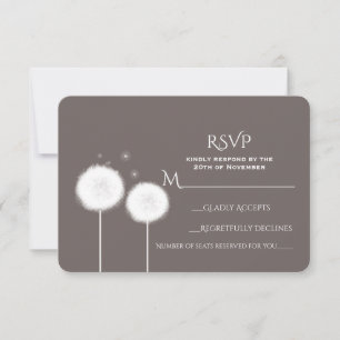 Zwei Löwenzahn Taupe Rustikale Hochzeits-RSVP RSVP Karte