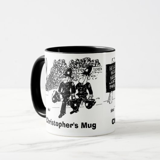 Zwei lustige Cartoon der Polizei. Name wählen hinz Tasse (Vorderseite Links)