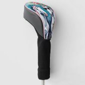 Zwei lustige Einhörner mit rosa Blumen Golf Headcover (angewinkelt)