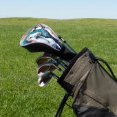 Zwei lustige Einhörner mit rosa Blumen Golf Headcover (In SItu)