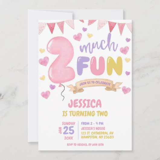 Zwei lustige Mädchen zum Geburtstag Einladung (Vorderseite)