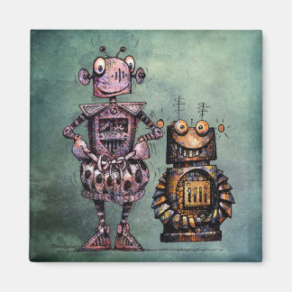 Zwei lustige Steampunk Roboter! Magnet
