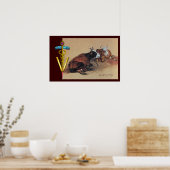 ZWEI LYKÜHE GOLD CADUCEUS VETERINÄRSYMBOL POSTER (Küche)