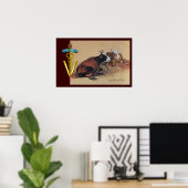 ZWEI LYKÜHE GOLD CADUCEUS VETERINÄRSYMBOL POSTER (Heimbüro)