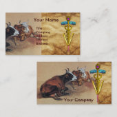 ZWEI LYKÜHE GOLD CADUCEUS VETERINÄRSYMBOL VISITENKARTE (Vorne/Hinten)