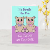 Zwei Mädchen 1. Geburtstagskarte Karte (Gelbe Blume)