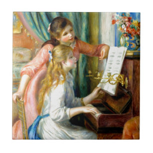 Zwei Mädchen am Klavier - Pierre Auguste Renoir Fliese