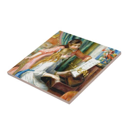 Zwei Mädchen am Klavier - Pierre Auguste Renoir Fliese (Seite)